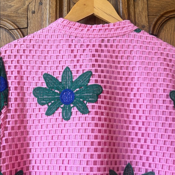 J. Marie Emery Lace Midi Kaftan Dress Pink Navy Green Embroidered Floral NWT - Picture 14 of 16